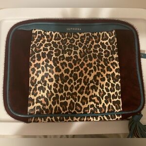 Sephora travel makeup case— cheetah and burgundy